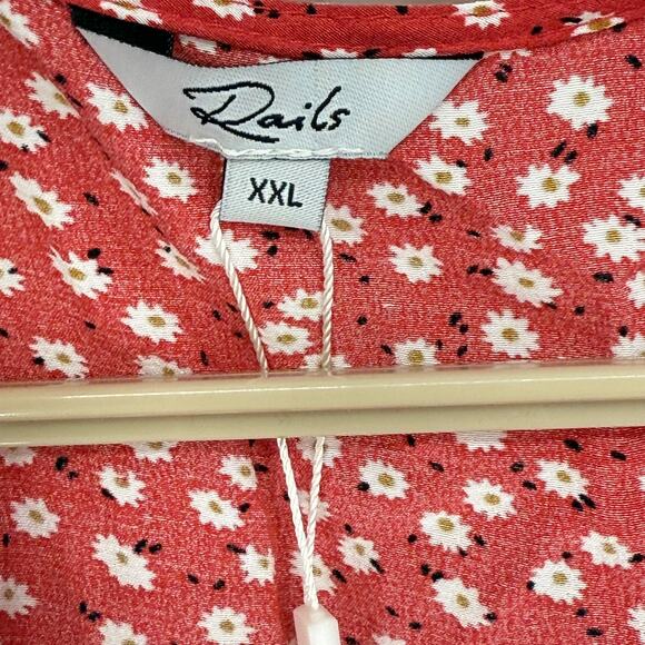Rails Helena Mini Dress Flutter Sleeves Carmine Ditsy Daisies Size XXL NWT Y2K - Picture 8 of 8